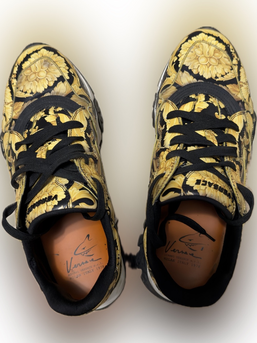 Versace Black and Gold Baroque Low-Top Sneakers